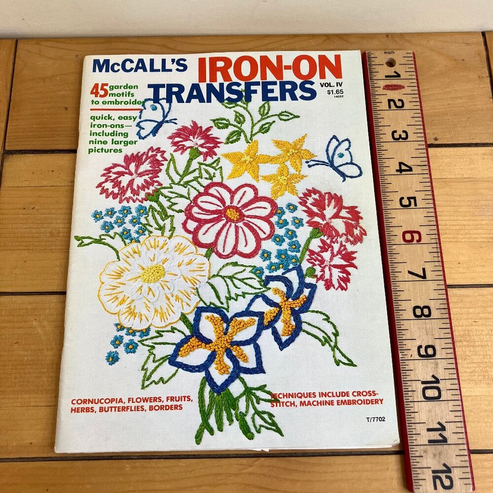 McCall's Iron-On Transfers Book Vol 4 IV Vintage 45 Garden Motifs to Embroider